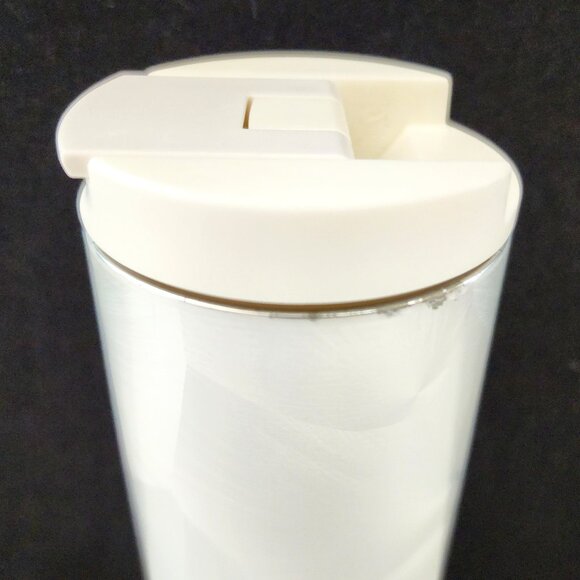 Starbucks White Pearl Brushed Feather Pattern Stainless Steel Tumbler Mug 12oz - Picture 5 of 10
